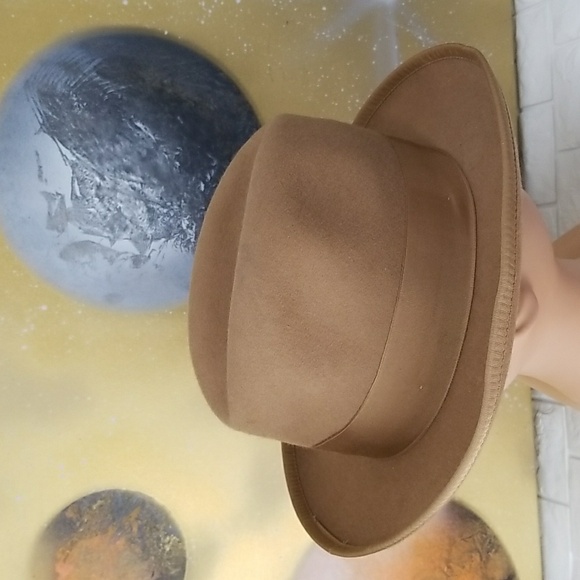 Shin Jin N.Y USA Vintage Fedora Wool Hat Tan S Small Fedora 100% Wool Hat Size L - Picture 4 of 8